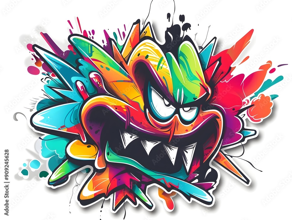 Naklejka premium Stylish Graffiti Inspired Sticker Design for Streetwear and Fashion