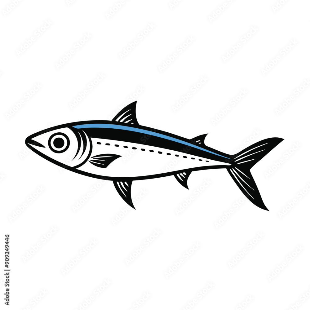 vector art illustration of a Sardine fish vector art illustration of a Sardine fish