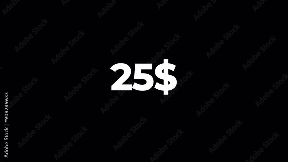 Number counter of dollar animation on transparent background with alpha channel, Animated Counter from 0 to 50$ with 4k resolution, Number counting from 0 to $50 animation Number counter of dollar animation on transparent background with alpha channel, Animated Counter from 0 to 50$ with 4k resolution, Number counting from 0 to $50 animation