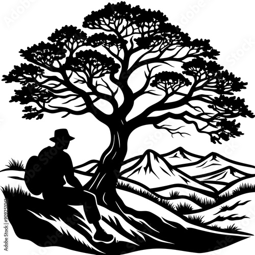 Hiker Resting Under a Tree