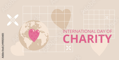 International day of charity template. Vector illustration.