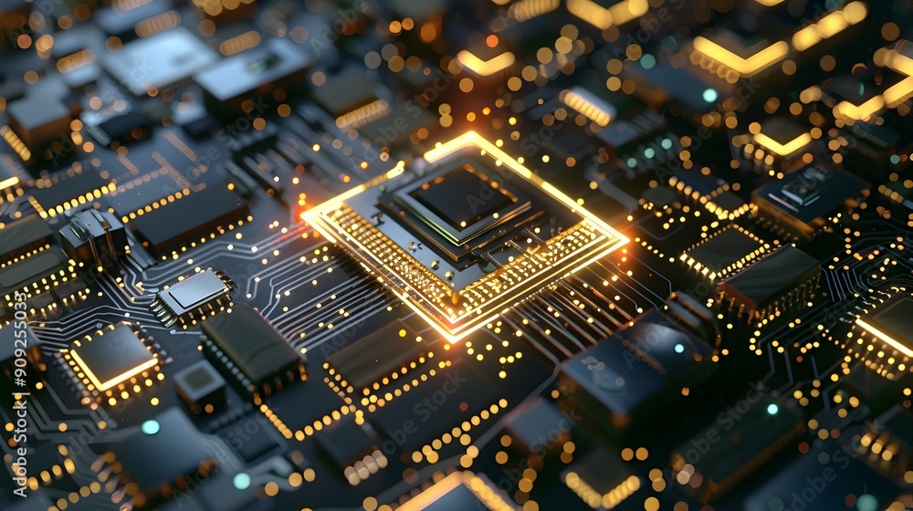 Futuristic Quantum Computing Security Circuit Board Illumination Futuristic Quantum Computing Security Circuit Board Illumination