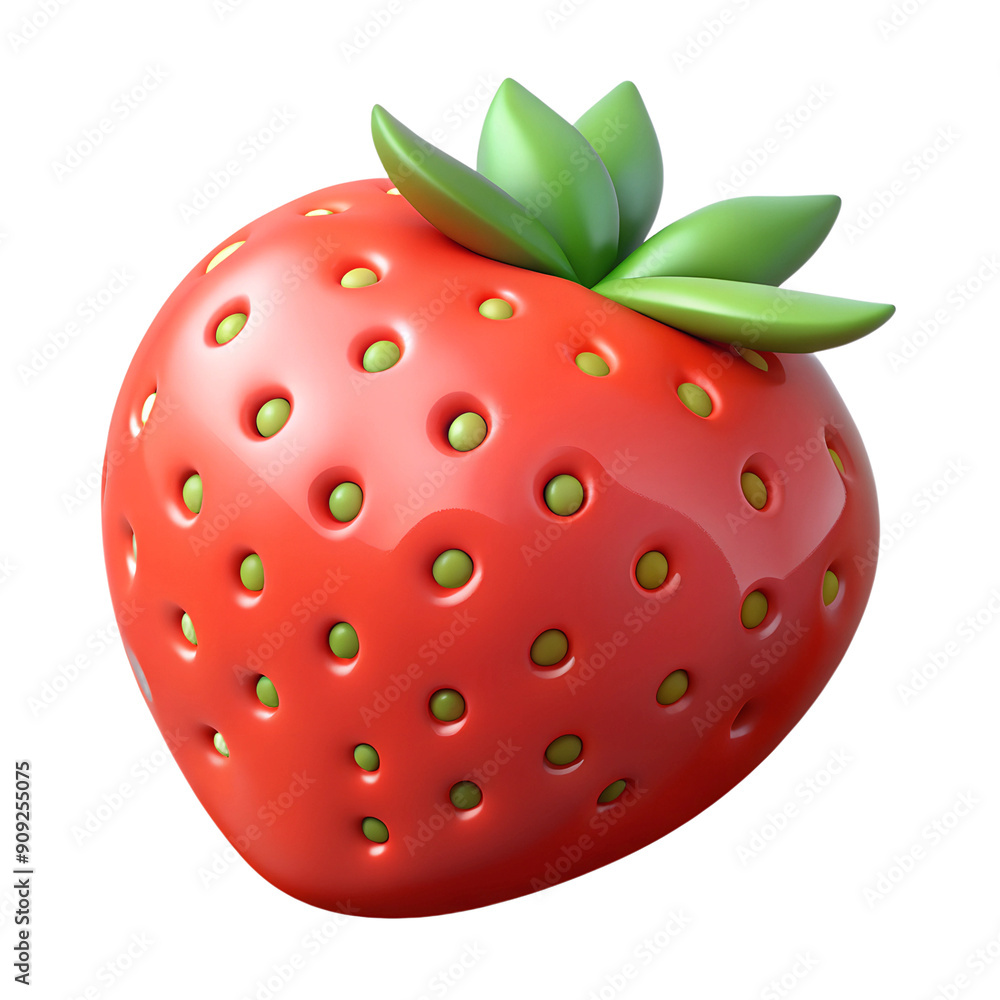 3d rendering style, Cute strawberry isolated on a transparent background 3d rendering style, Cute strawberry isolated on a transparent background