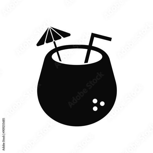 Coconut drink - simple black icon. Vector illustration.