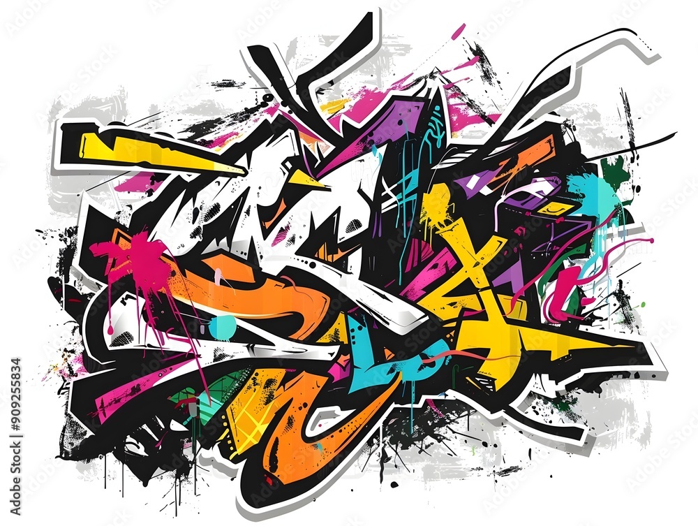 Stylish Graffiti Inspired Streetwear Design with Vibrant Abstract Patterns and Shapes Stylish Graffiti Inspired Streetwear Design with Vibrant Abstract Patterns and Shapes