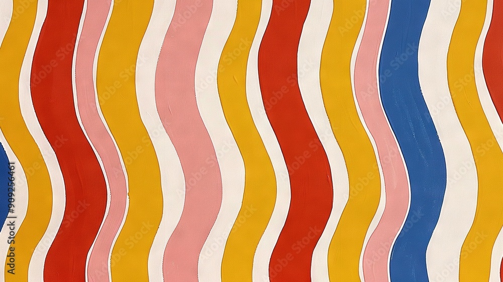 A striped wallpaper in shades of white, red, yellow, blue, and pink A striped wallpaper in shades of white, red, yellow, blue, and pink