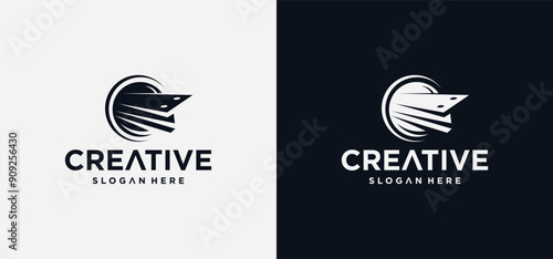 Vector steel logo design with future modern steel beam icon.