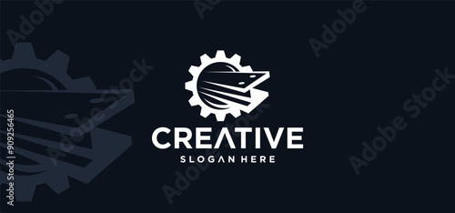 Vector steel logo design with future modern steel beam icon.