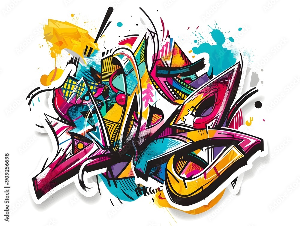Naklejka premium Stylish Graffiti Inspired Streetwear Art Design for Shirt Logo or Sticker