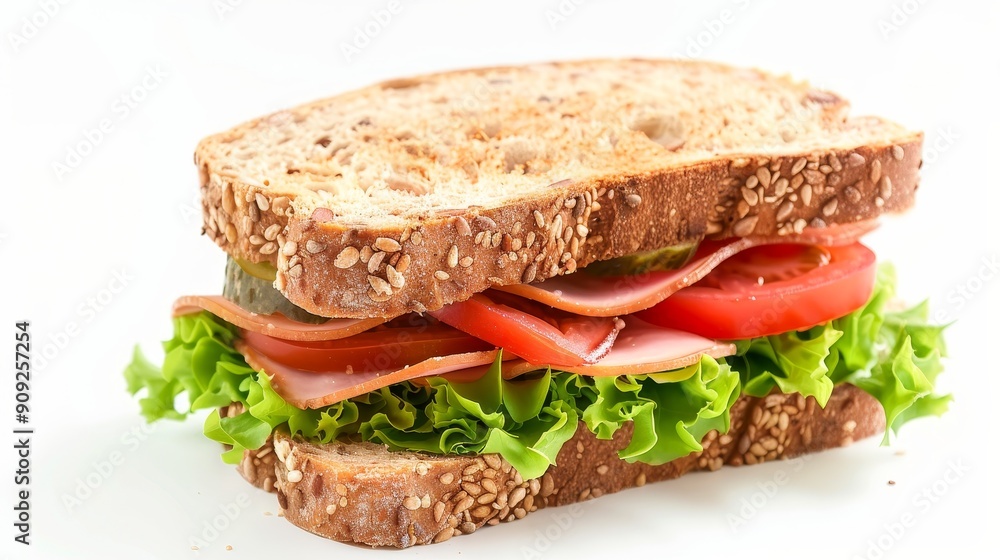 Delicious Ham and Veggie Sandwich on Whole Wheat Bread, sandwich, lunch, food, recipe Delicious Ham and Veggie Sandwich on Whole Wheat Bread, sandwich, lunch, food, recipe