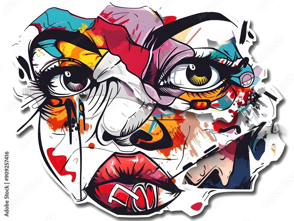 Stylish Streetwear Graffiti Sticker Design for Apparel and Accessories Branding Stylish Streetwear Graffiti Sticker Design for Apparel and Accessories Branding