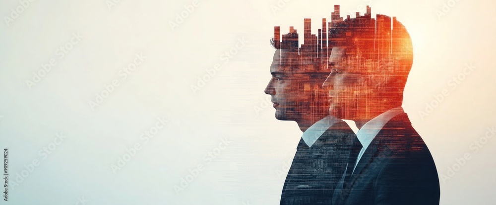 Abstract business trend background with a team of executives, surrounded by natural light, featuring ample copy space Abstract business trend background with a team of executives, surrounded by natural light, featuring ample copy space