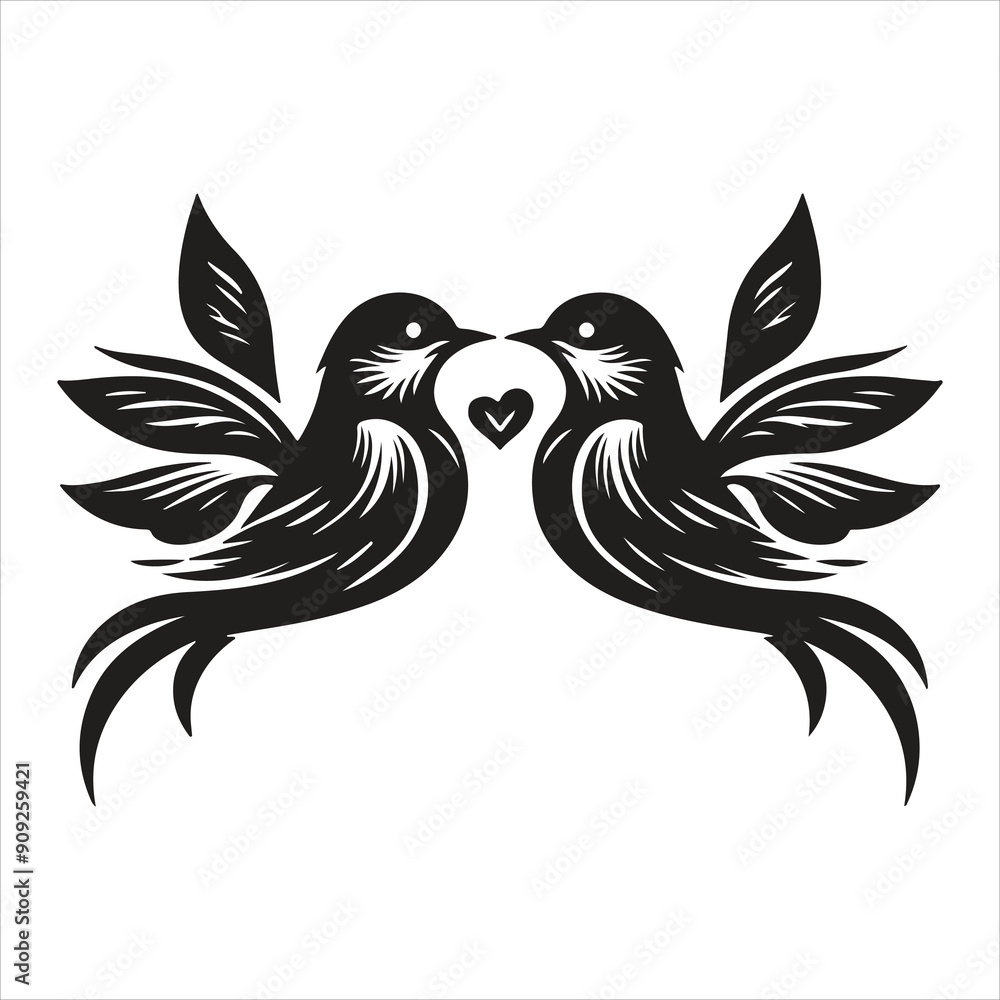 Obraz premium Silhouette couple bird design. romantic icon vector illustration. bird love