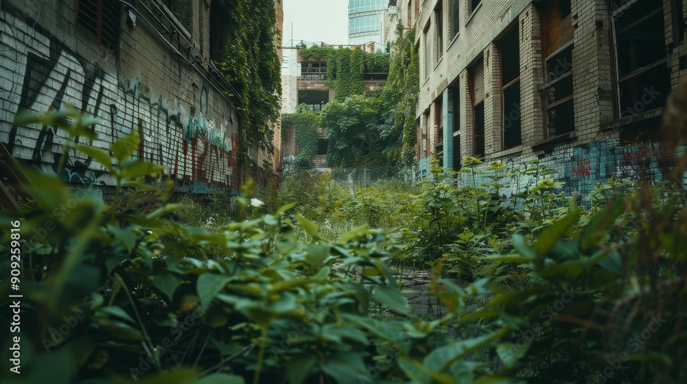 Abandoned overgrown city wallpaper background Abandoned overgrown city wallpaper background