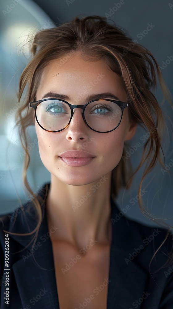 A woman with glasses and a black jacket A woman with glasses and a black jacket