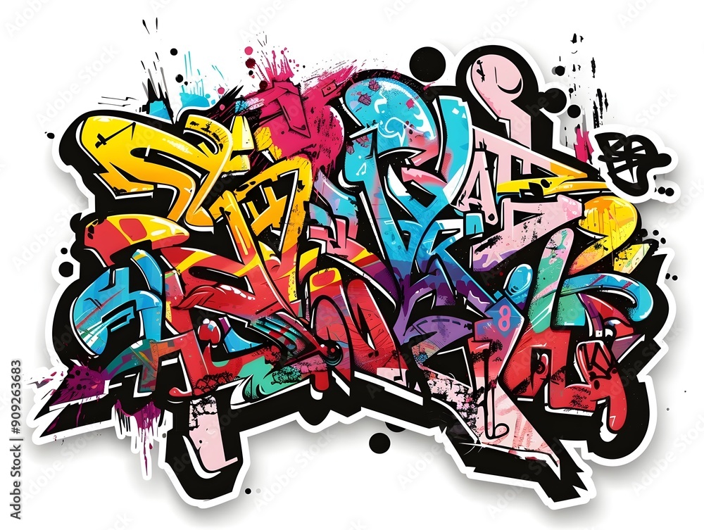 Stylish Streetwear Graffiti Sticker Design for Apparel and Wall Decor Stylish Streetwear Graffiti Sticker Design for Apparel and Wall Decor