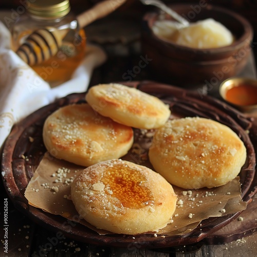 Harsha: Semolina bread, served with honey or cheese.