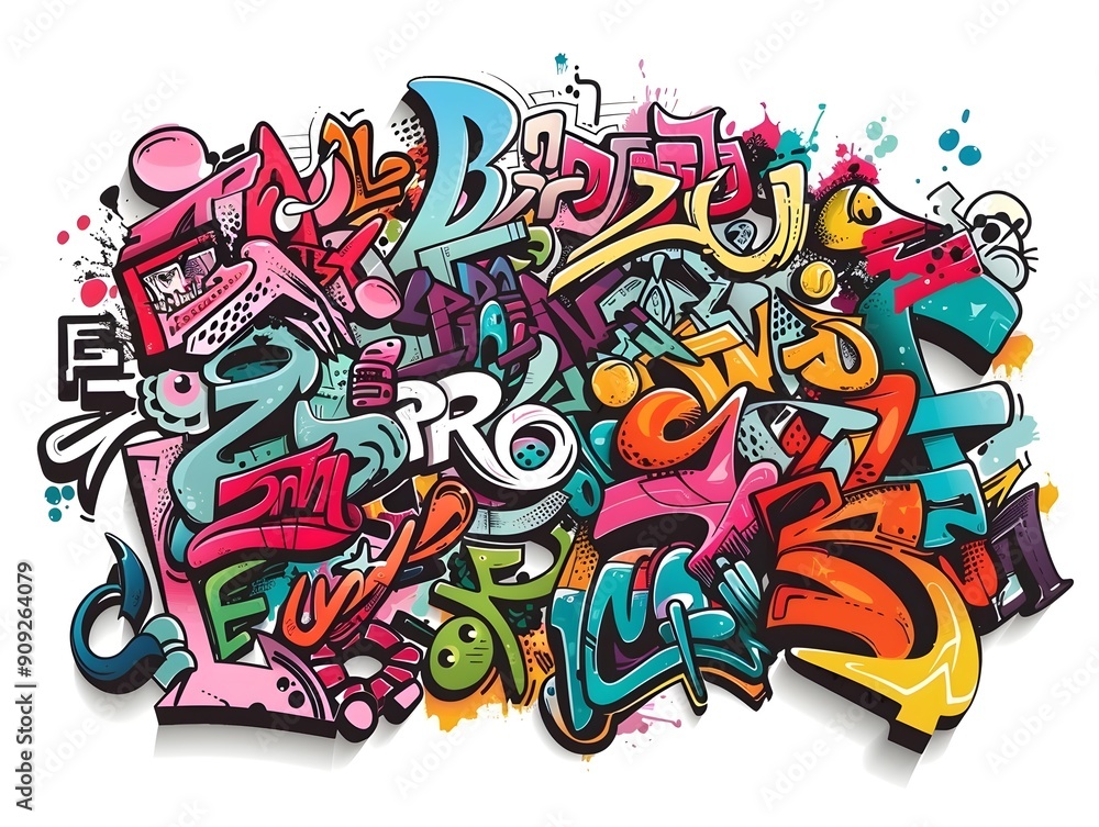 Stylish Streetwear Graffiti Sticker Design for Trendy Apparel and Merchandise Stylish Streetwear Graffiti Sticker Design for Trendy Apparel and Merchandise