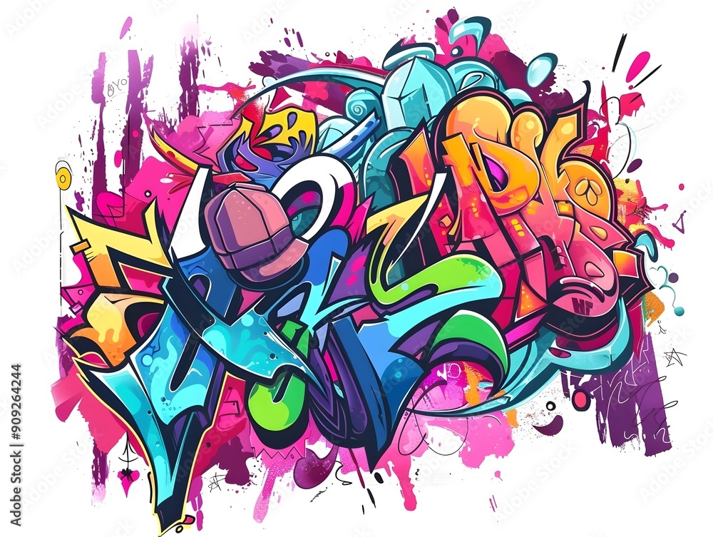 Fototapeta premium Stylish Graffiti Inspired Streetwear Design with Vibrant Abstract Patterns