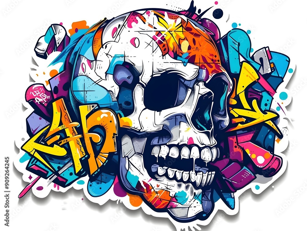 Stylish Streetwear Skull Graffiti Art Design for Sticker and Shirt Stylish Streetwear Skull Graffiti Art Design for Sticker and Shirt