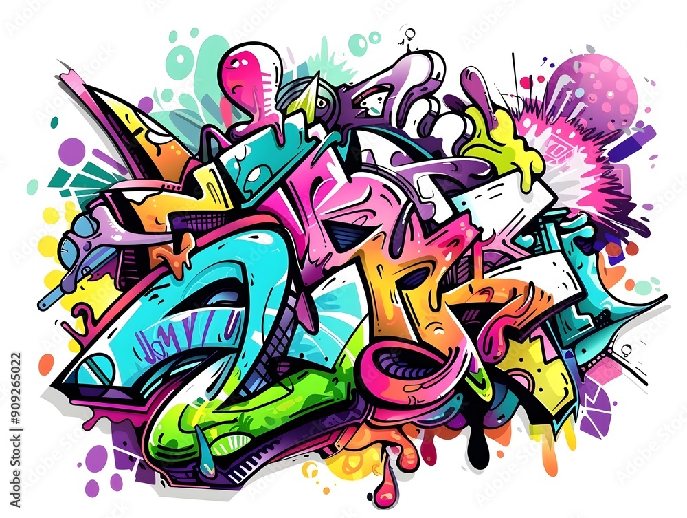 Naklejka premium Stylish Streetwear Graffiti Designs for Shirt and Apparel Branding