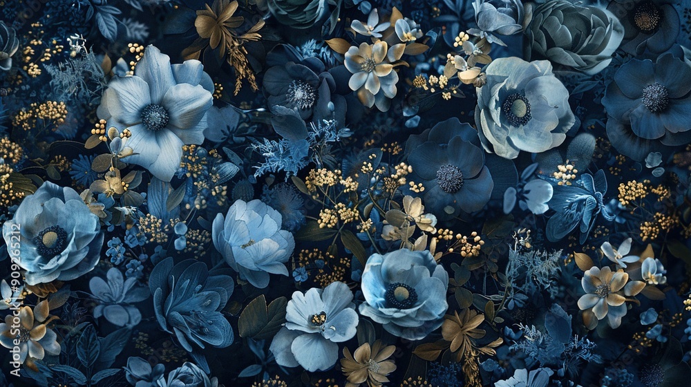 Fototapeta premium Floral wallpaper design with delicate details for walls.