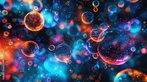  A sea of vibrant bubbles bobbing on a dual-toned backdrop