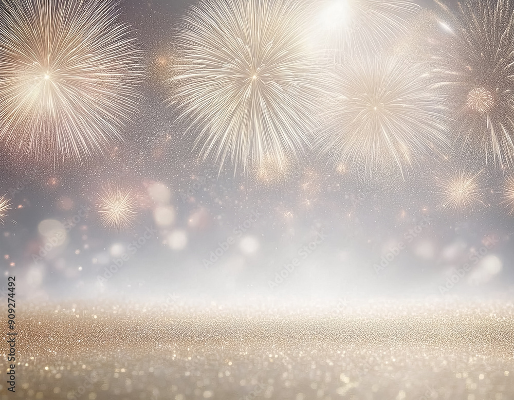 Sparkling Gold and Silver Glitter Background with Festive Fireworks for Christmas Eve and th of July Holidays Sparkling Gold and Silver Glitter Background with Festive Fireworks for Christmas Eve and th of July Holidays