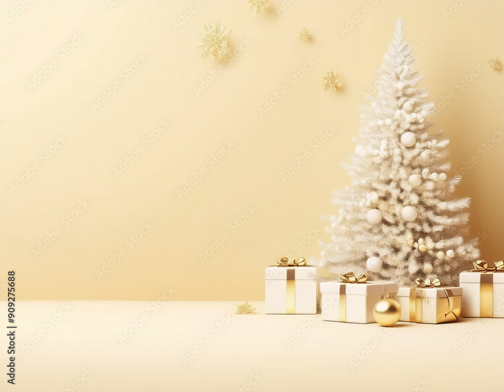 Festive White Pine and Christmas Ornaments Background for the Holidays Festive White Pine and Christmas Ornaments Background for the Holidays