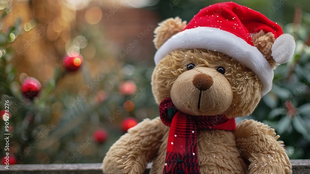 Teddy bear wearing santa hat Teddy bear wearing santa hat