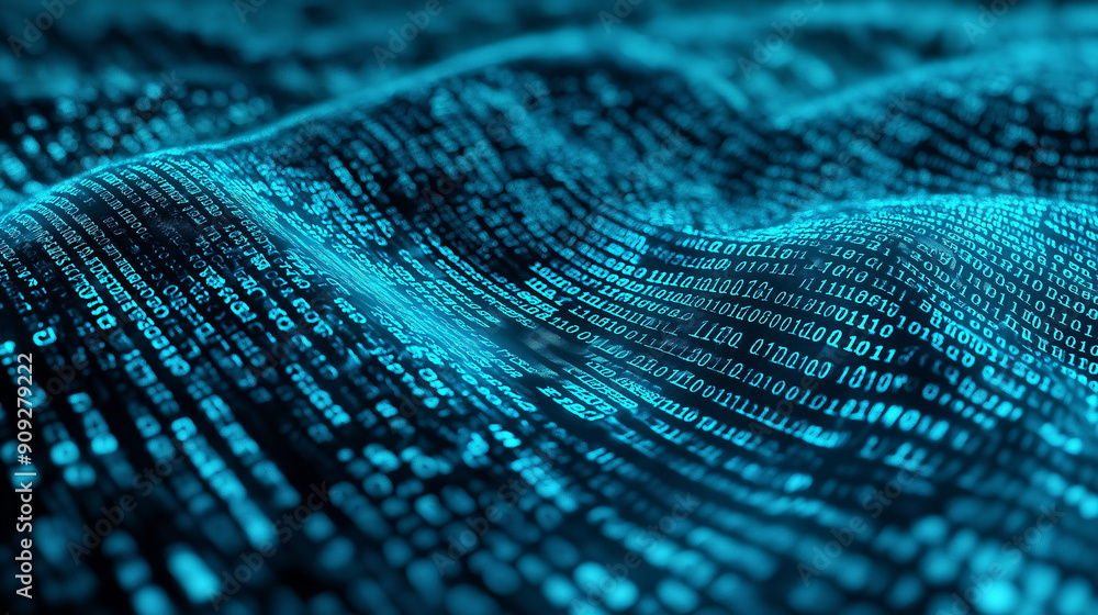 a vast expanse of binary code, represented by sequences of 1s and 0s. These sequences form a mesmerizing pattern that seems to flow and undulate, creating a wave-like effect a vast expanse of binary code, represented by sequences of 1s and 0s. These sequences form a mesmerizing pattern that seems to flow and undulate, creating a wave-like effect