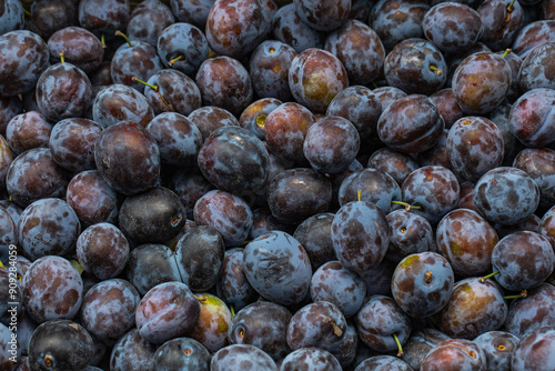 Fresh organic plums in the local market