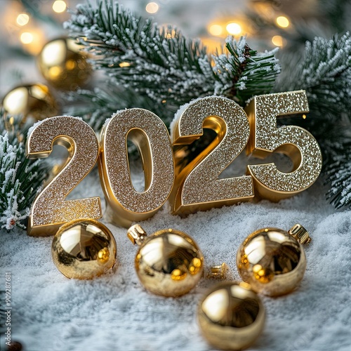 2025 Golden New Year Celebration Decorations