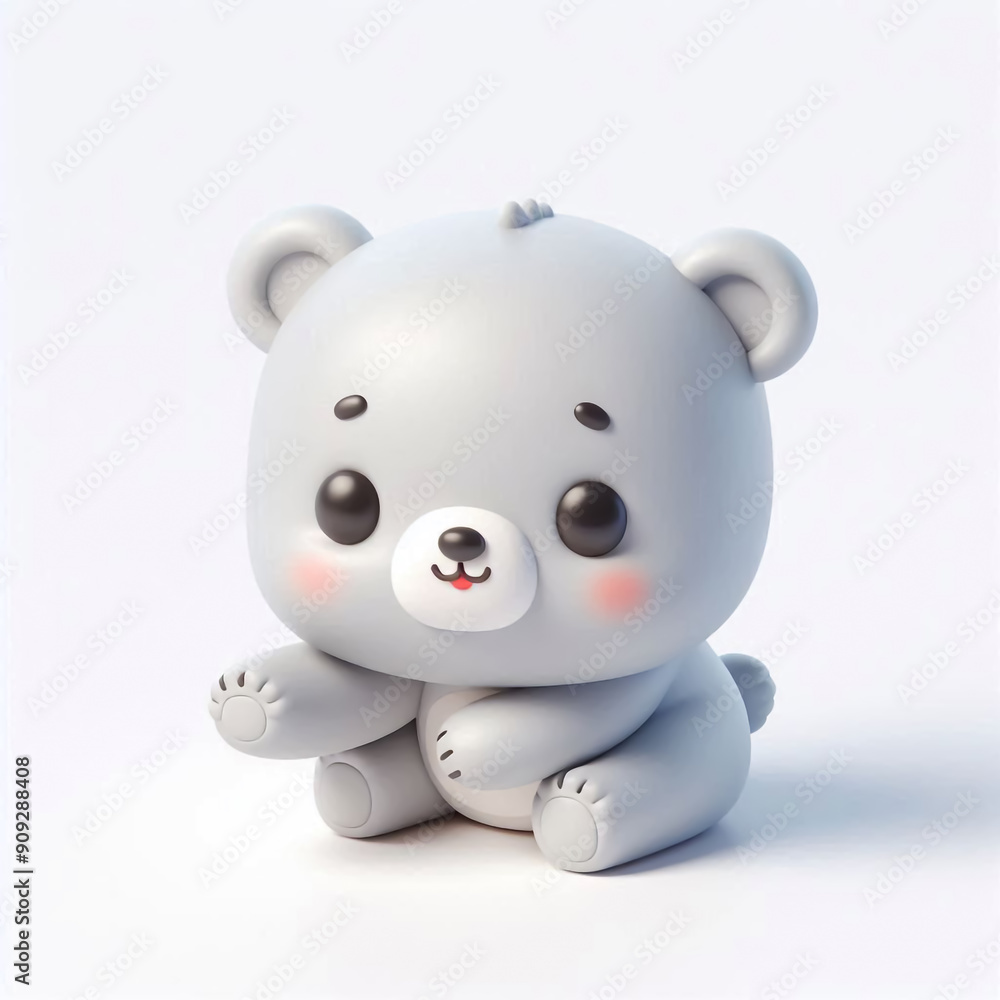 3D funny bear cartoon on white background 3D funny bear cartoon on white background