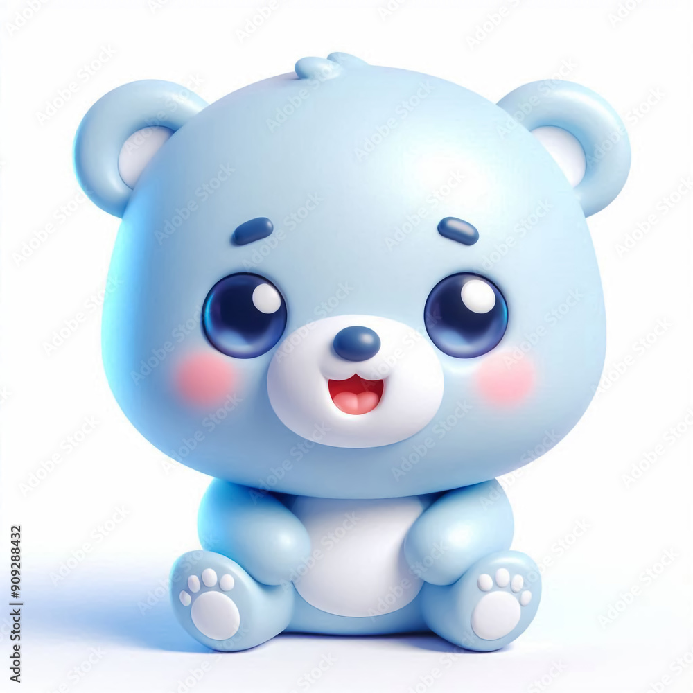 3D funny bear cartoon on white background 3D funny bear cartoon on white background