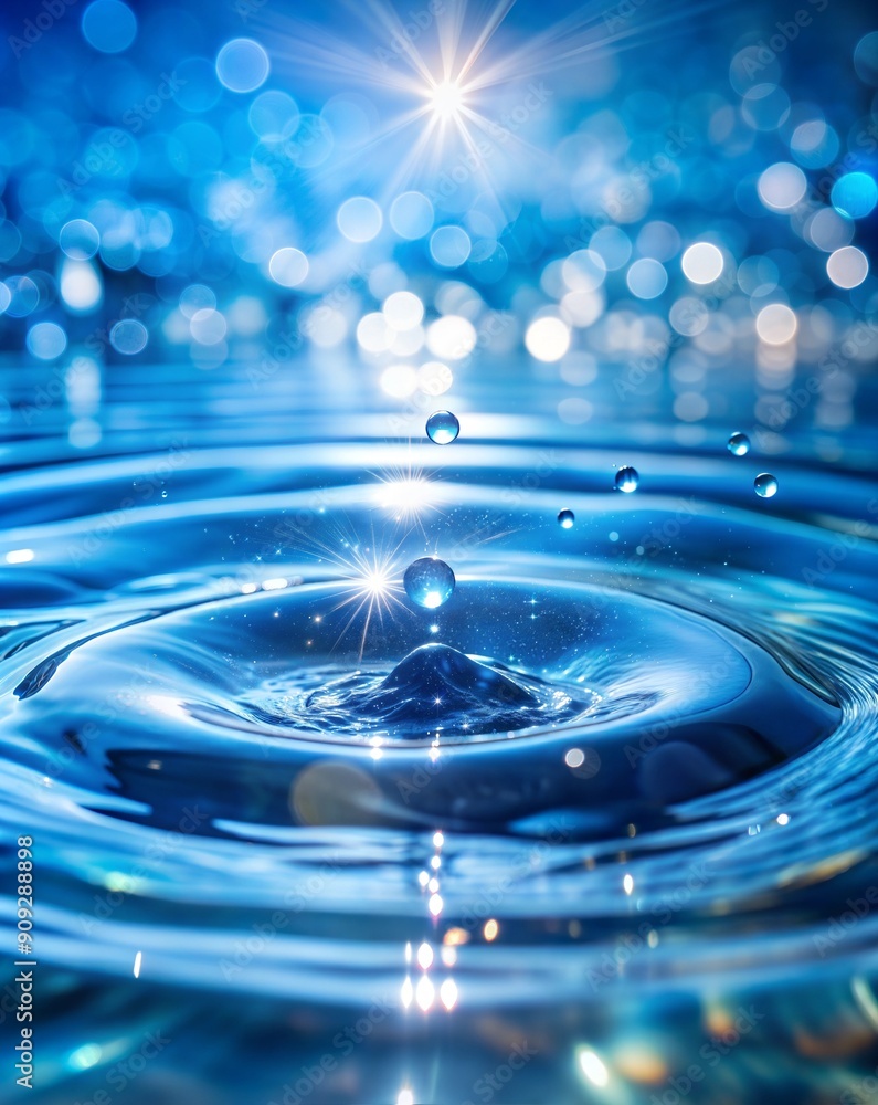 Captivating Water Droplet Falling Into Pool Creating Ripple Effects During Daylight Hours. Generative AI Captivating Water Droplet Falling Into Pool Creating Ripple Effects During Daylight Hours. Generative AI
