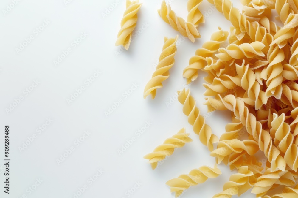 Fototapeta premium Pasta made from natural wheat varieties on a white background