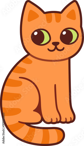 Canvas Print Cute cartoon sitting cat drawing