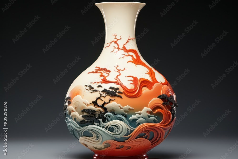 Exquisite Chinese porcelain vase with flower design Exquisite Chinese porcelain vase with flower design
