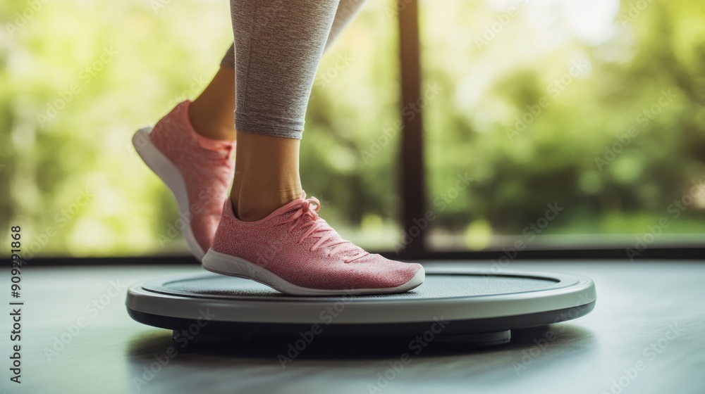 Woman Exercising on a Vibration Plate Woman Exercising on a Vibration Plate