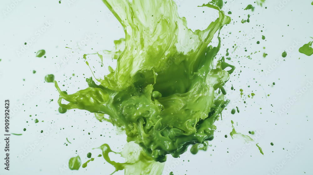 Green paint explosion on a white background Green paint explosion on a white background