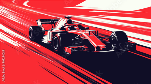 Racing car illustration. Formula one. Motorsport.