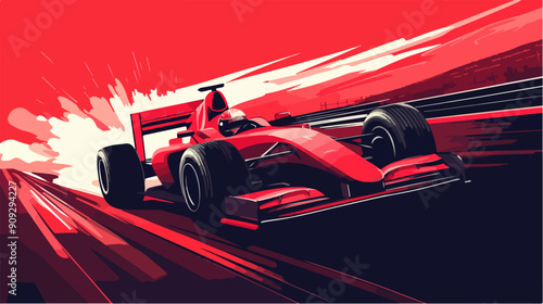 Racing car illustration. Formula one. Motorsport.