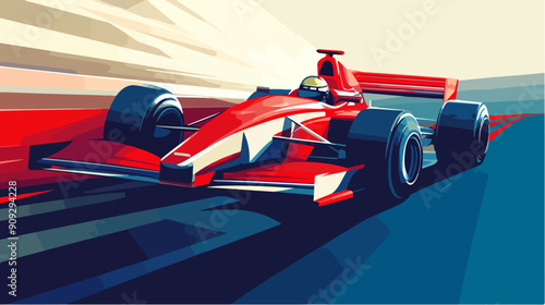 Racing car illustration. Formula one. Motorsport.