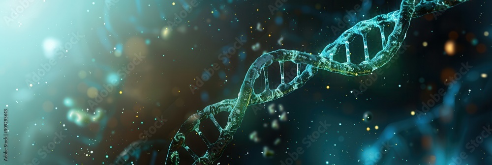 A vibrant abstract background showcases a detailed double helix structure of DNA, set against a captivating blend of colors and light. Generative AI A vibrant abstract background showcases a detailed double helix structure of DNA, set against a captivating blend of colors and light. Generative AI