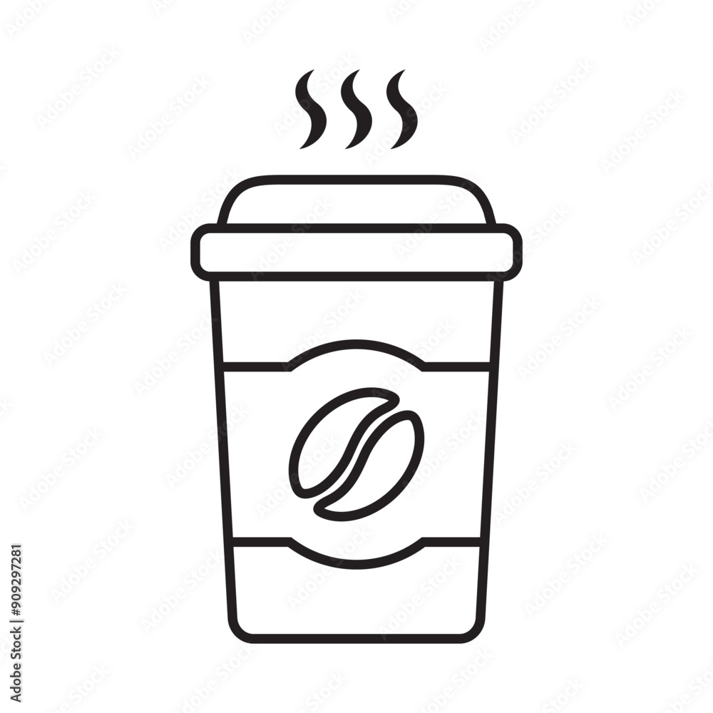 Hot coffee cup icon. Paper coffee cup icon isolated on white background. Hot coffee cup icon. Paper coffee cup icon isolated on white background.