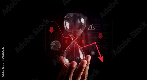 Predict Global recession crisis economy and declining and Worldwide business crisis trend as a financial stock economic fall or falling downtrend concept. photo