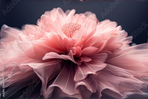 Fluid Pink Peonies in Motion on Soft Background photo