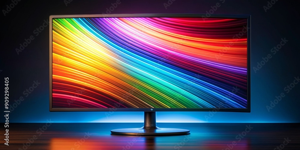 Curved Monitor with Vibrant Rainbow Stripes, Curved Screen, Rainbow ...