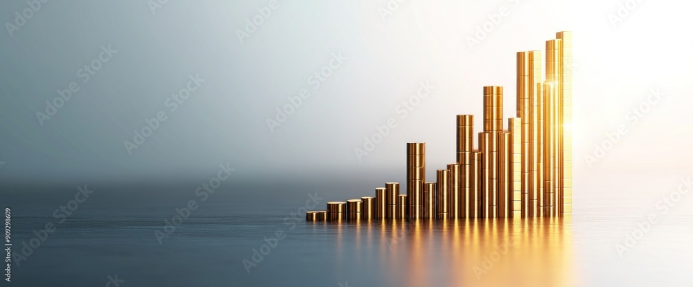 Fototapeta premium Abstract business trends background, golden shadow, copy space, natural lighting
